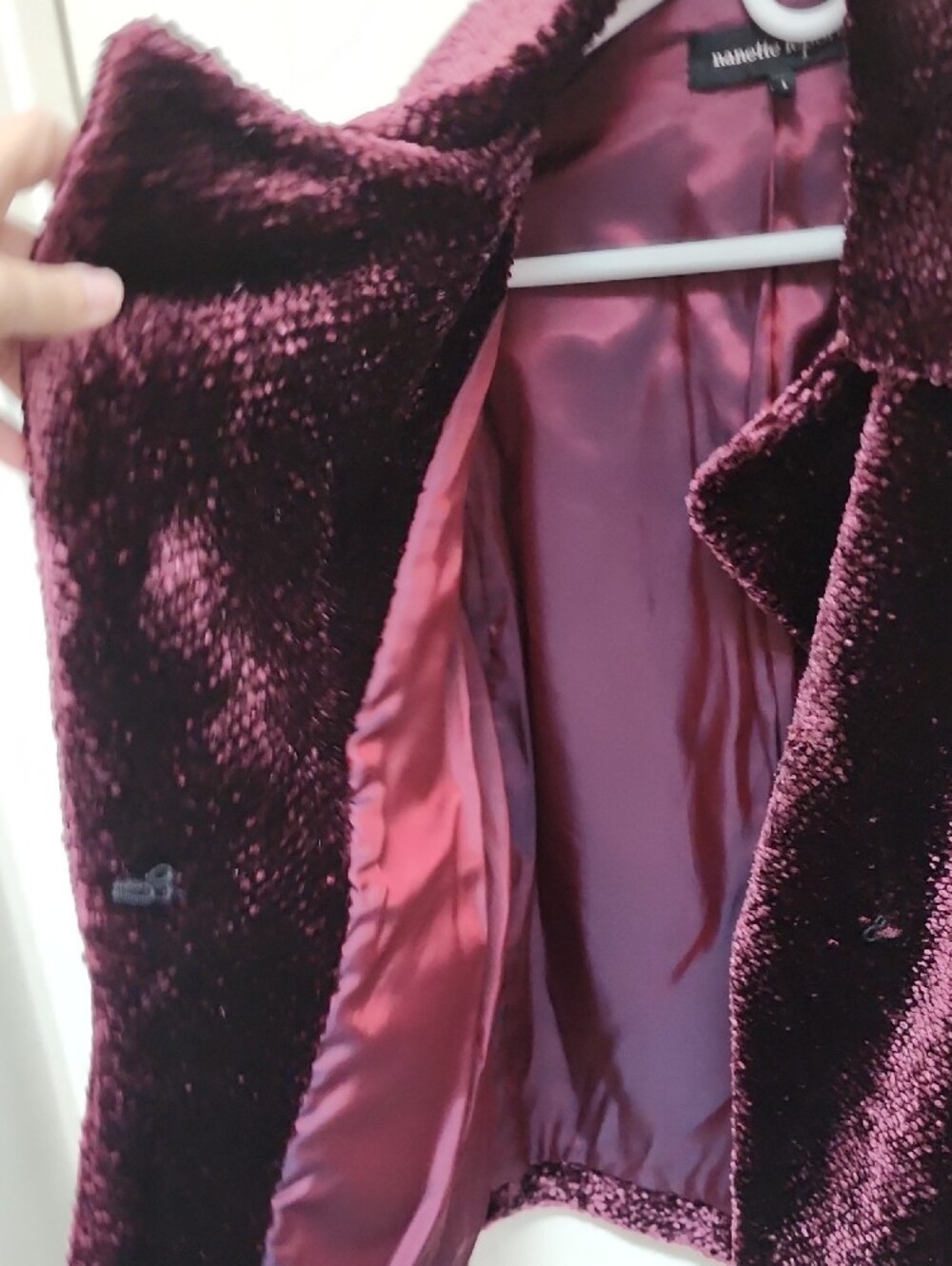 Nanette Lepore Size Small Plush Velvet Style Jacket - Wine Purple Size Small - Picture 7 of 12